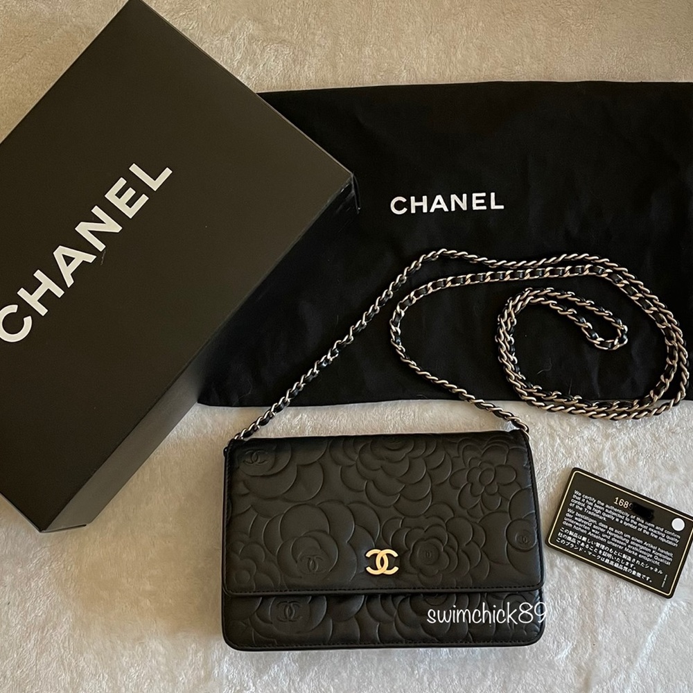 (SOLD) Chanel Lambskin Camellia Wallet on Chain
